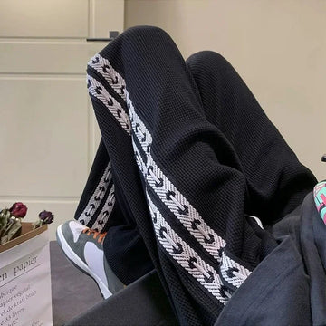 Aidase Male Sweat Pants Black Wide Leg Sweatpants For Men Straight Trousers Hip-hop Summer Fashion Tracksuit Bottoms Slacks Elastic aidase-shop